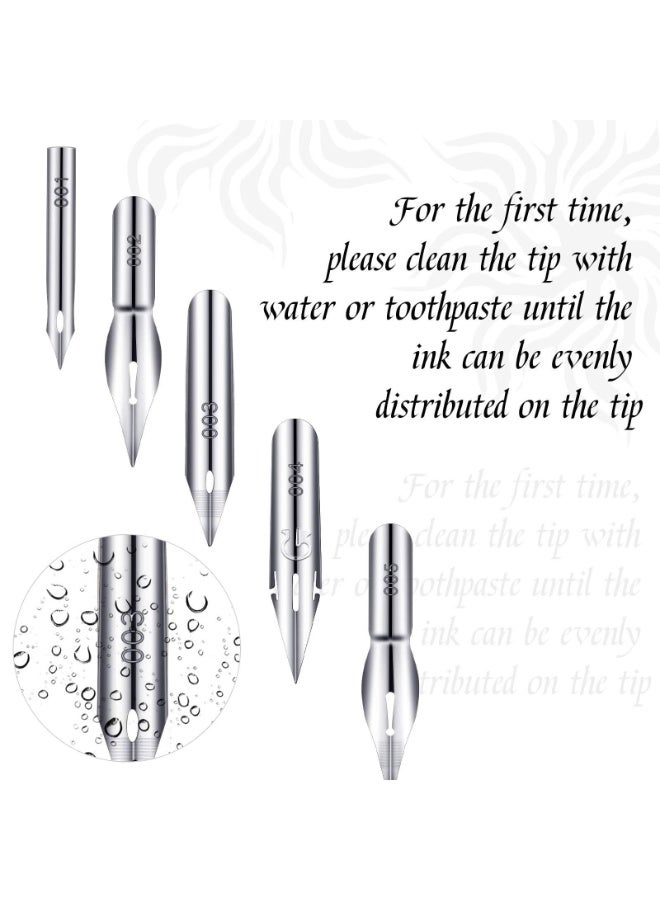 Peachjoy 11 Pieces Comic Pen Nib Set, G-Pen Ink Nib Stainless Steel Drawing Comic Pen Nib Calligraphy Nibs with Wooden Comic Pen Nibs Holder for Writing, Painting, Signing, White - Image 3